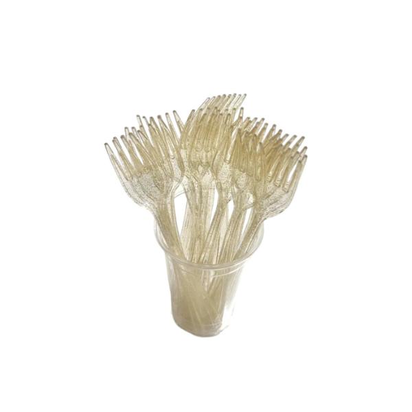 20 Pack Gold Glitter Reusable Fork