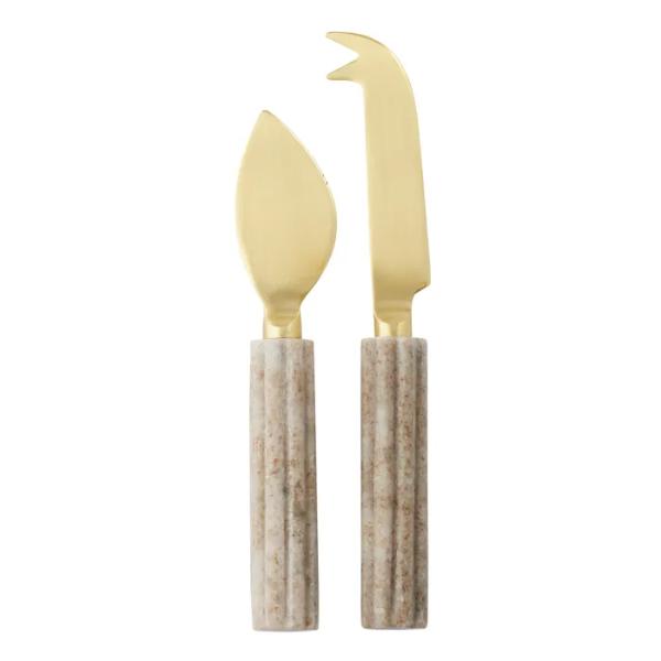 2 Pack Rae Marble Cheese Knives - 3.5cm x 19.5cm