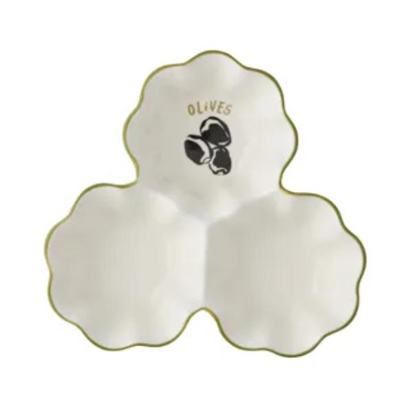 Mangiare Olive Divided Ceramic Dish - 17cm