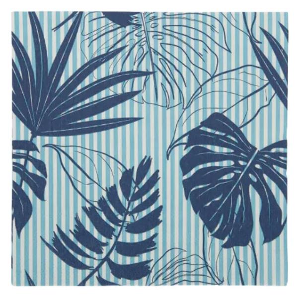20 Pack Blues Fronds 3 Ply Napkin - 33cm