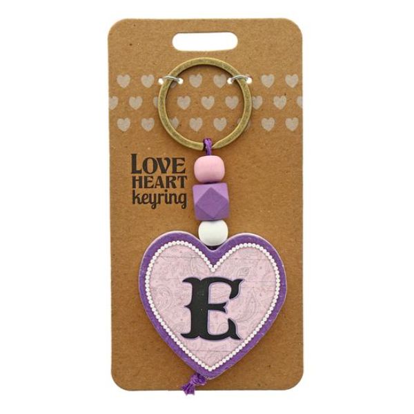 Letter E Love Heart Keyring