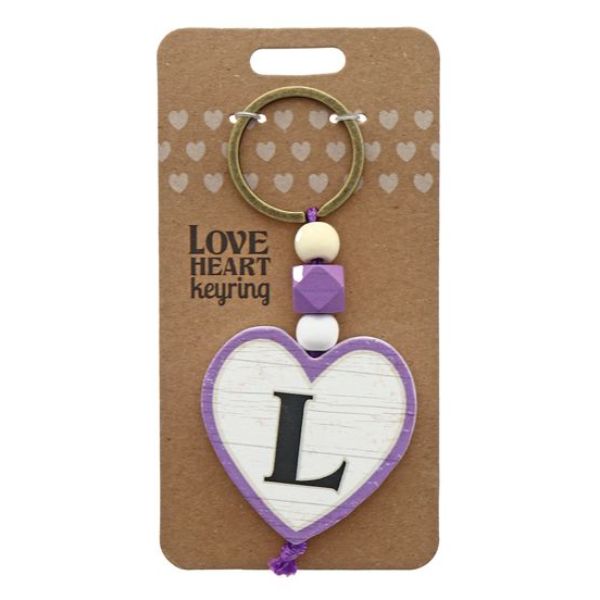 Letter L Love Heart Keyring