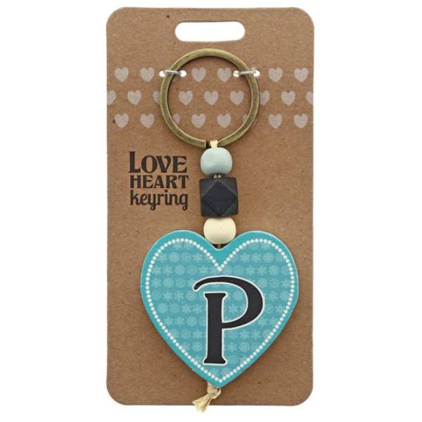 P Heart Keyring