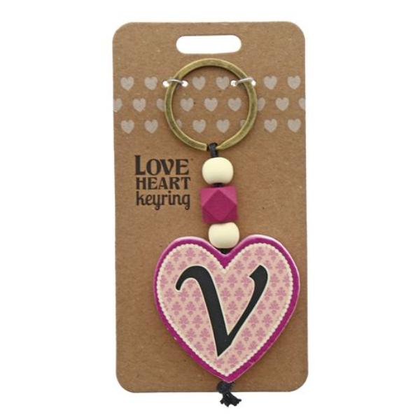 V Heart Keyring