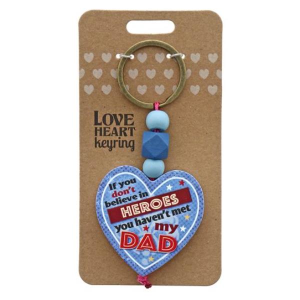 Dad Heroes Heart Keyring