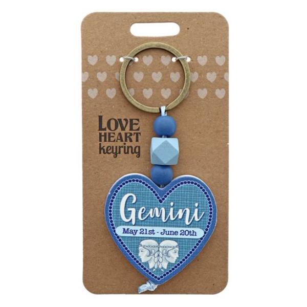 Gemini Heart Keyring