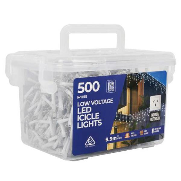 500 Pack White Low Voltage Led Icicle Lights - 990cm