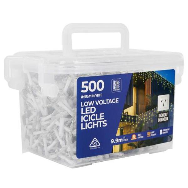 500 Pack Warm White Low Voltage Led Icicle Lights - 990cm