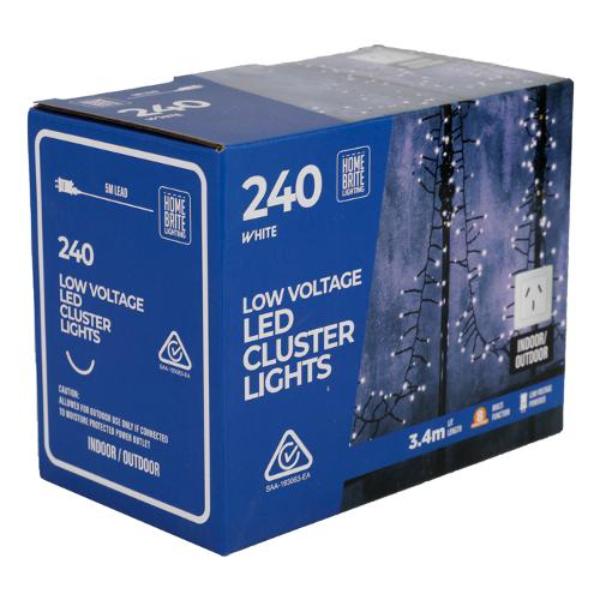 240 Pack White Low Voltage Led Cluster Lights - 340cm