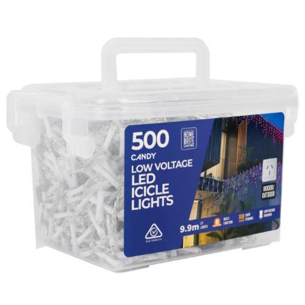 500 Candy Low Voltage Led Icicle Lights - 990cm