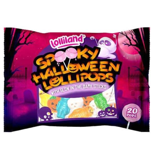 20 Pack Spooky Halloween Lollipops Glow In The Dark Stick - 160g
