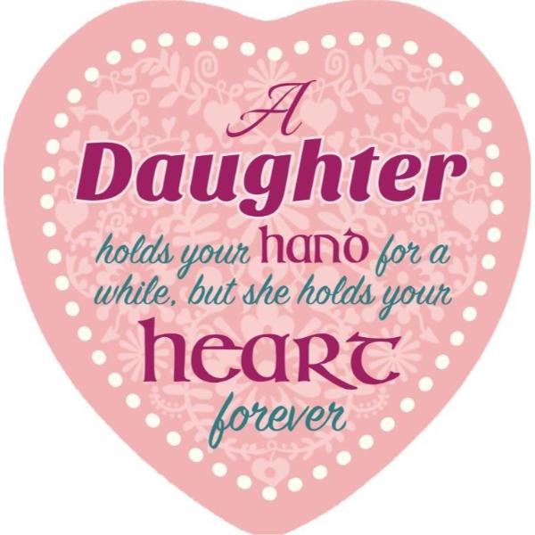 Daughter Holds Heart Magnet