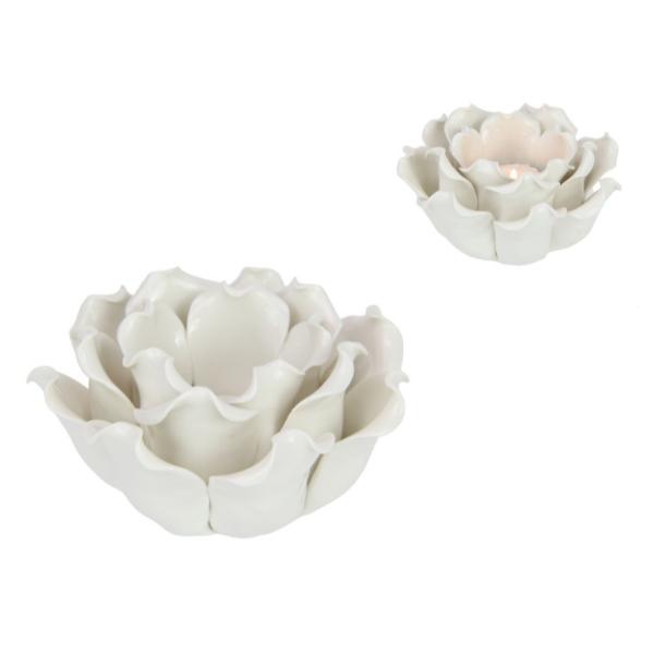 Ceramic Flower Tealight Holder - 12cm