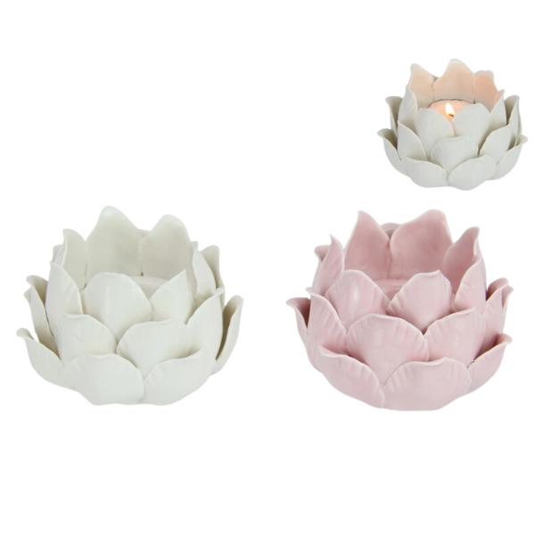 Ceramic Lotus Flower Tealight Holder - 8cm