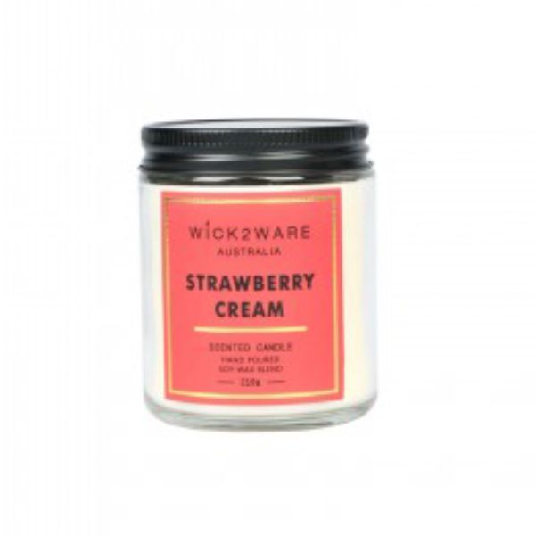 Wick2Wear Strawberry Cream Scented Candle Jar - 210g