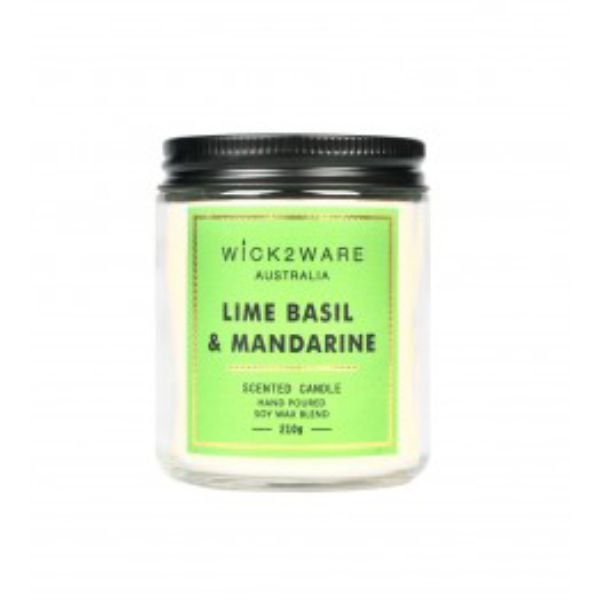 Wick2Wear Lime Basil & Mandarin Scented Candle Jar - 210g
