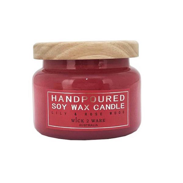 Wick2ware Lily & Rose Wood Soy Wax Candle Jar - 260g