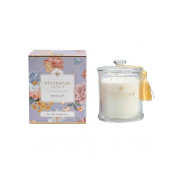 Wick2Ware Water Lily Soy Wax Candle Glass Jar - 380g