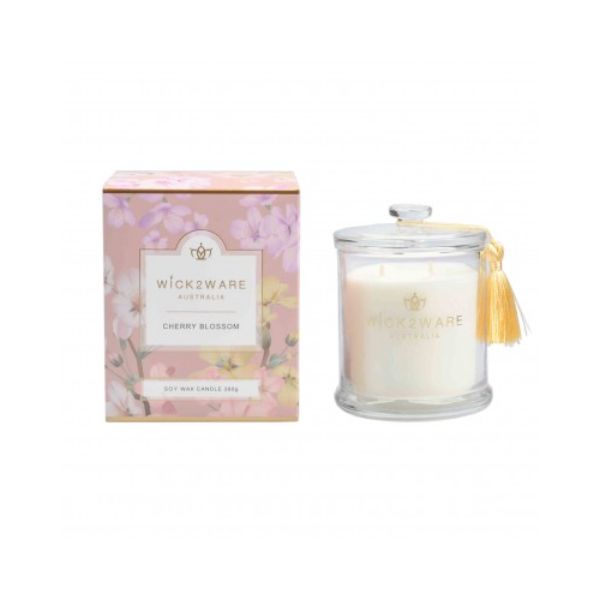 Wick2Ware Cherry Blossom Soy Wax Candle Glass Jar - 380g