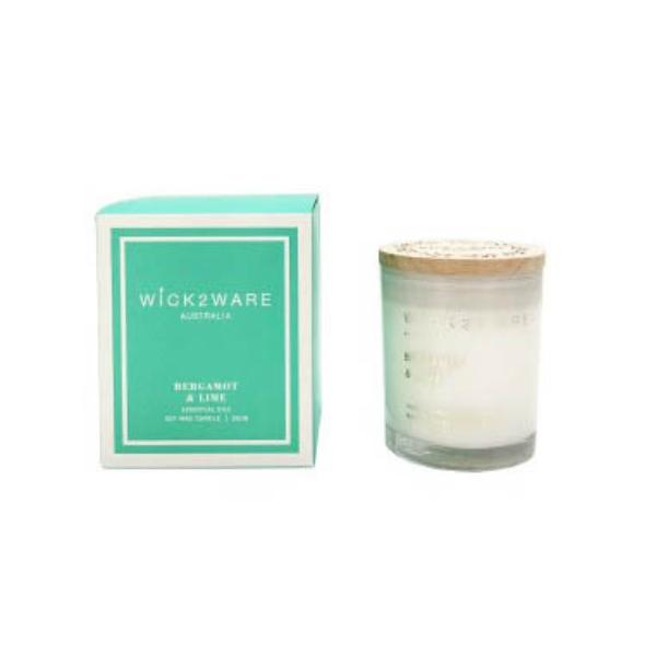 Wick2ware Bergamot & Lime Soy Wax Candle Jar - 260g