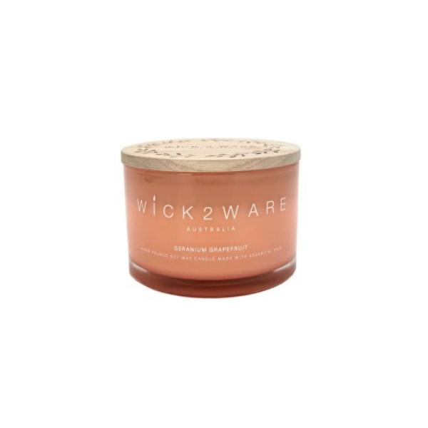 Wick2wear Geranium Grapefruit Soy Wax Candle - 430g