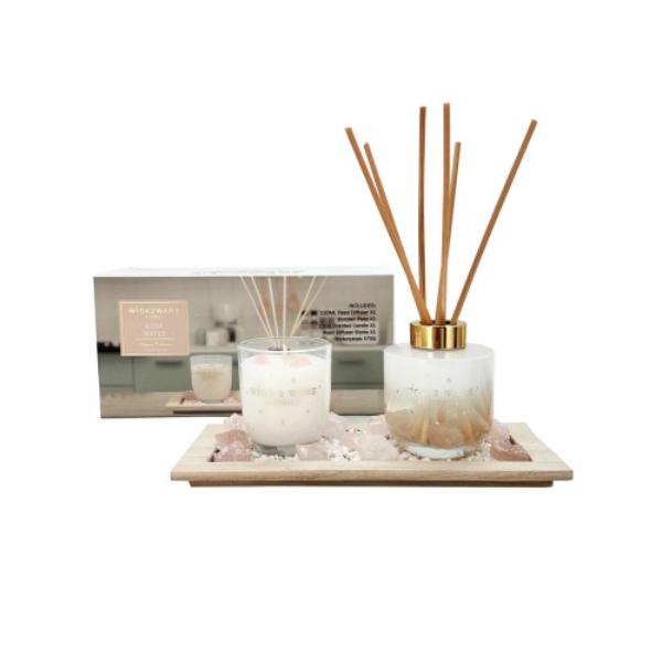 Wick2wear Rose Water 110g Candle & 150ml Diffuser Set