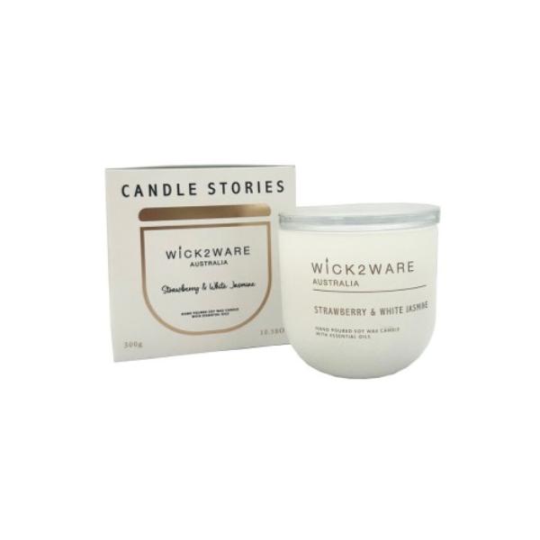 Wick2ware Strawberry & White Jasmine Soy Candle Jar - 300g