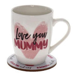 Load image into Gallery viewer, 2 Pack Love You Mummy Heart Mug Coaster Set - 250ml
