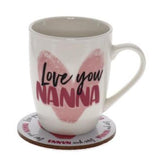 Load image into Gallery viewer, 2 Pack Love You Nanna Heart Mug Coaster Set - 250ml
