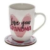 Load image into Gallery viewer, 2 Pack Love You Grandma Heart Mug Coaster Set - 250ml
