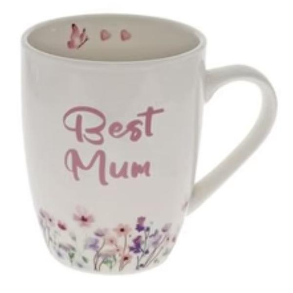 Best Mum Spring Floral Hearts Coffee Mug - 250ml