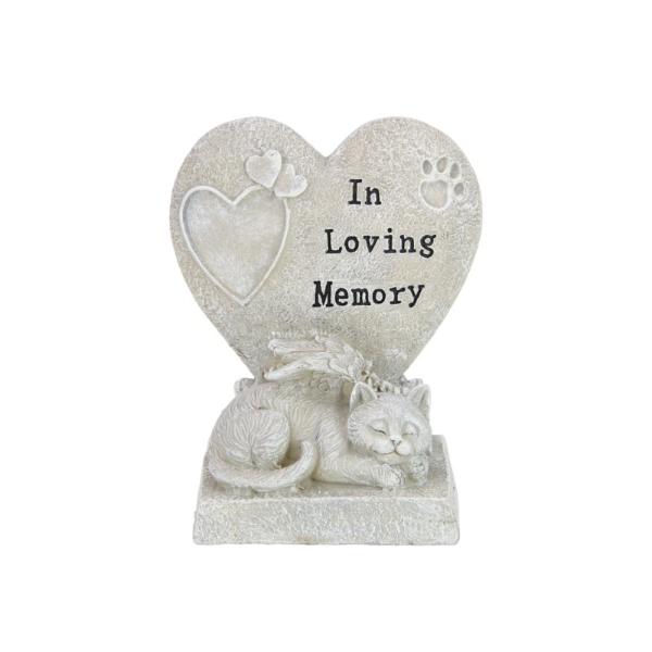 Memorial Cat With Love Heart - 17cm