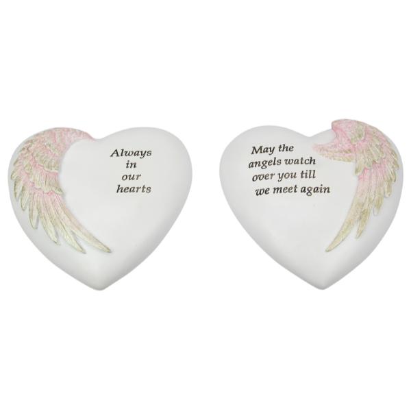 Memorial Hearts With Angel Wings - 15cm