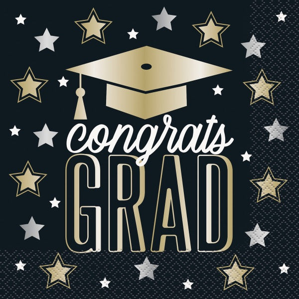 16 Pack Dazzling 2 Ply Graduation Lunch Napkins - 33cm x 33cm