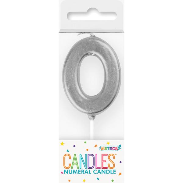 Mini Silver Numerical 0 Pick Candle