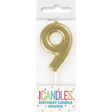 Load image into Gallery viewer, Mini Gold Numerical 9 Pick Candles
