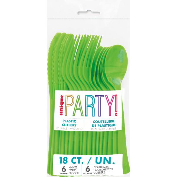17 Pack Lime Green Assorted Plastic Cutlery