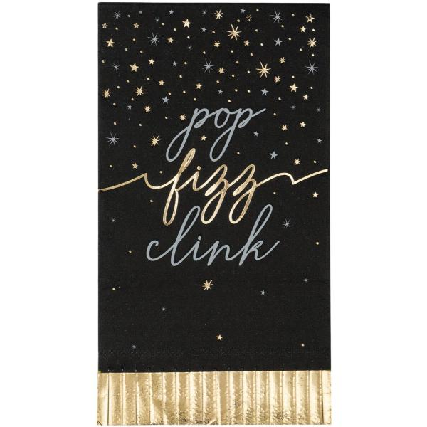 16 Pack 3 Ply Foil Stamped Disco New Year Fringe Guest Napkins - 40cm x 23.4cm