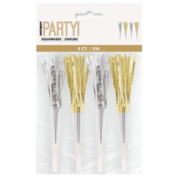 4 Pack Gold & Silver Fringed Squawkers