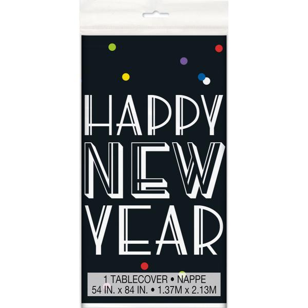 Neon Dots Happy New Year Printed Table Cover - 137cm x 213cm