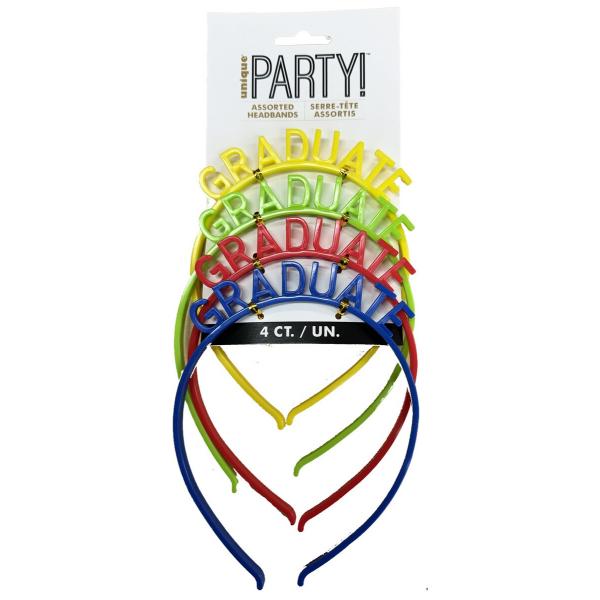 4 Pack Plastic Graduation Headbands