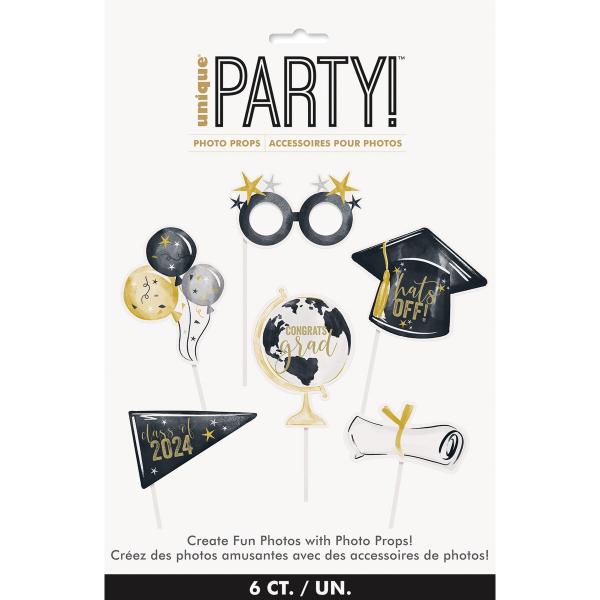 6 Pack Golden Star Graduation Foil Stamped Selfie Photo Props