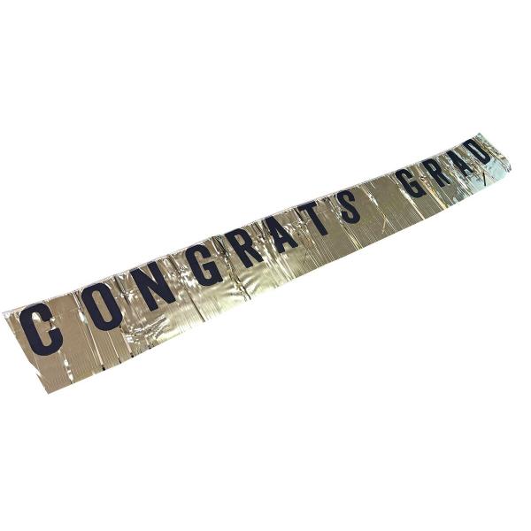 Black & Gold Congrats Grad Fringe Banner - 183cm