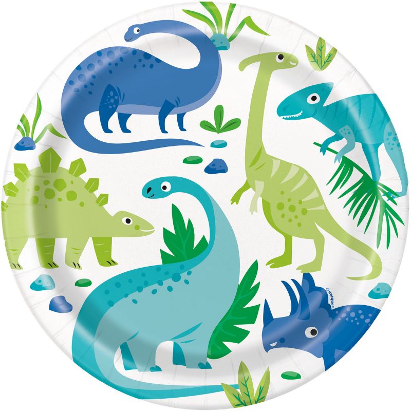 8 Pack Dinosaur Paper Plates - 23cm