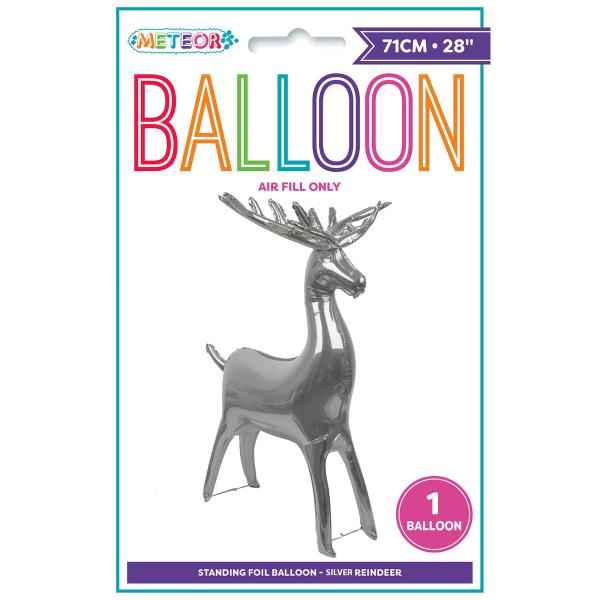 Silver Standing Reindeer Foil Balloon - 71cm