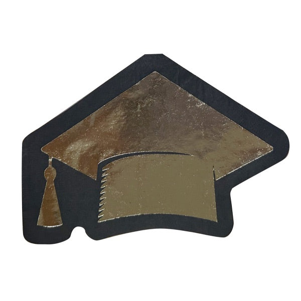 16 Pack Foil Stamped Graduation Cap Shaped Napkins - 32cm x 22cm