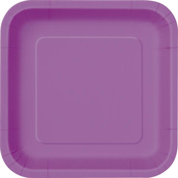 8 Pack Pretty Purple Square Paper Plates - 23cm