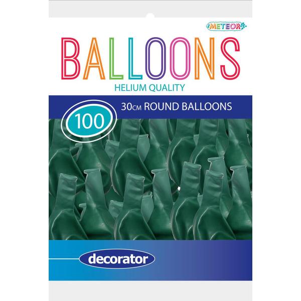 100 Pack Green Latex Balloons - 30cm