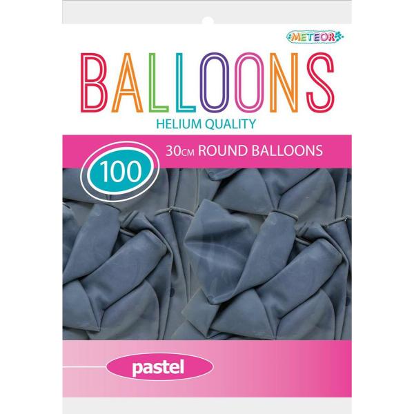 100 Pack Grey Pastel Macaron Helium Quality Balloons - 30cm