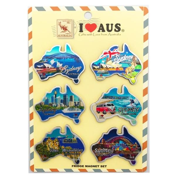 6 Pack Map Shape Magnets